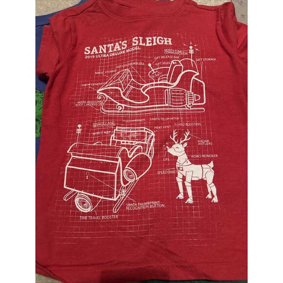 Cat And Jack Shirts Youth Size XS (4/5) Christmas Lot Red Green Blue Shirts - Picture 3 of 5